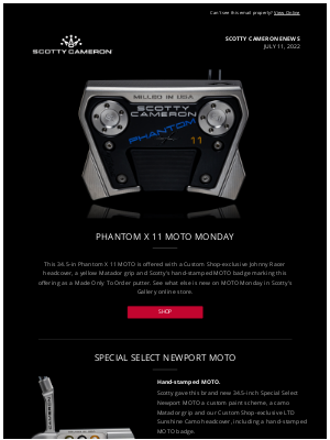 Scotty Cameron - Scotty Cameron Enews - MOTO Monday Gallery Release - July 11, 2022