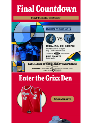 Memphis Grizzlies - MLK Jr. Celebration Game TOMORROW: Timberwolves vs. Grizzlies at 1:30 PM