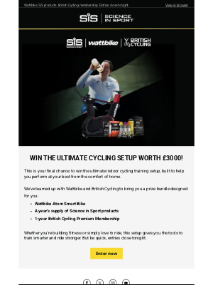 Science in Sport (United Kingdom) - Last Chance to Win the Ultimate Indoor Cycling Setup