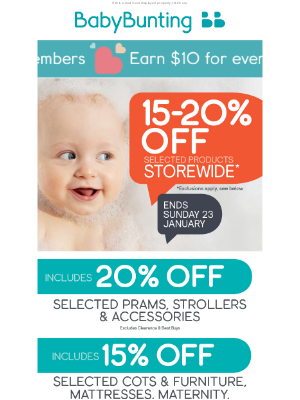 Baby Bunting (AU) - 15-20% off selected products storewide*
