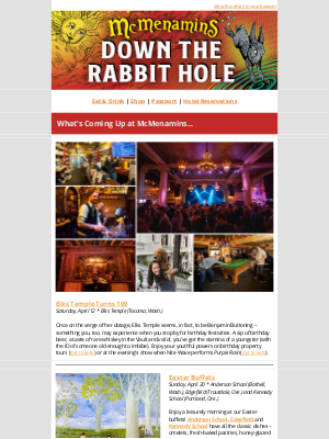 McMenamins Pubs & Breweries - Elk's Birthday, Olympic Club Brewfest, Easter Buffets and more...