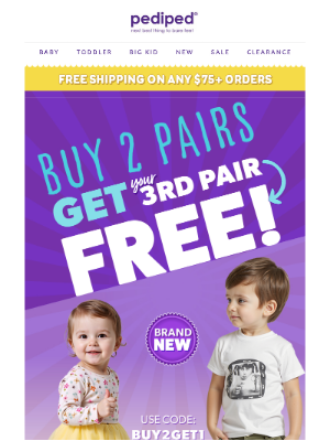 Pediped - Buy Any 2 Shoes, Get Your 3rd Pair FREE!