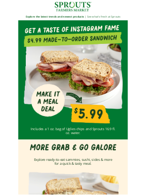 Sprouts Farmers Market, Inc. - Level up lunch with our $5 sandwich!