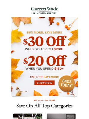 Garrett Wade - 🍁 Last Day to Save! Buy More, Save More Ends TODAY!