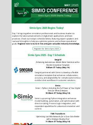 Simio Software - Day 1 of Simio Sync 2025 Starts Today