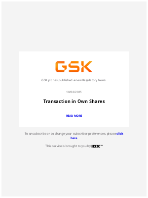 GSK - GlaxoSmithKline - GSK plc – Stock exchange announcement