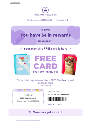 Hallmark - Your May eStatement + FREE card!