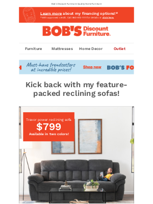 Bob's Discount Furniture - Reclining sofas made for relaxing 🛋️