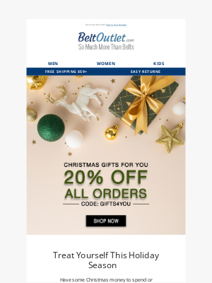 BeltOutlet.com - Treat Yourself to 20% Off!