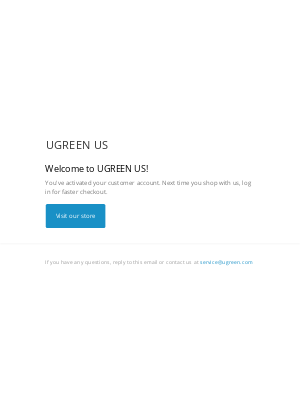 Ugreen - Customer account confirmation