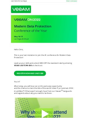 Veeam Software - Chris, will we see you at VeeamON?