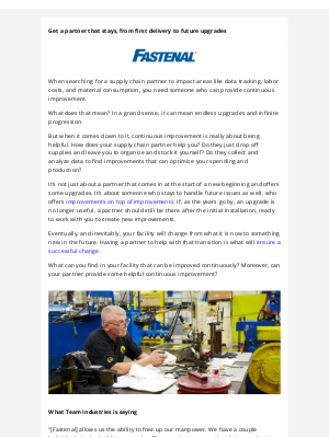 Fastenal - Don't stop at one fix, continue indefinitely