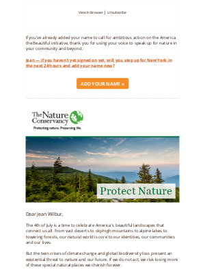 The Nature Conservancy - Your name missing to protect nature in New York