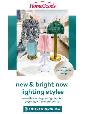 HomeGoods - See what’s NEW in the lighting aisle. 💡​