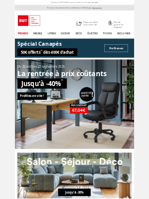 BUT (France) - Prix coûtants : votre rentrée au meilleur prix