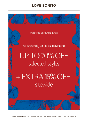 Love Bonito (Singapore) - 💥 SALE EXTENDED! Just for you, frank💥