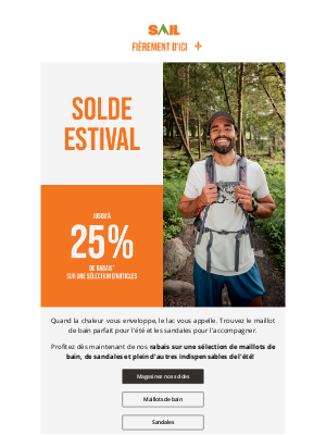 SAIL (Canada) - 25 % sur les maillots et sandales sélectionnés
