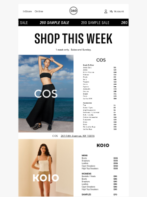 260 Sample Sale - NOW OPEN 💫 NYC Sample Sales