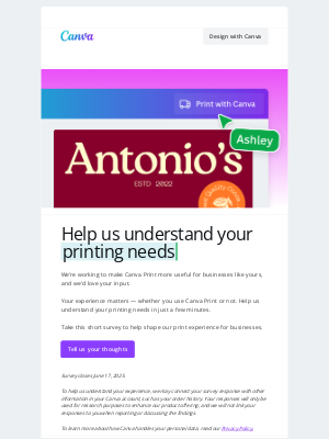 Canva - Never printed with Canva? We’d love your input 🖨️