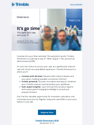 Trimble - This is it! Dimensions Early Bird rate ends tomorrow