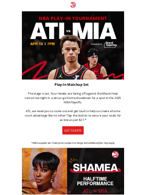 Atlanta Hawks - Get Play-In Tickets 💥 ATL vs. MIA