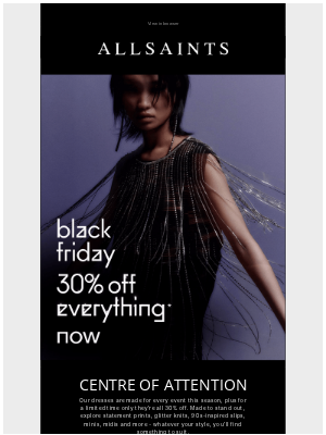 ALLSAINTS (United Kingdom) - Black Friday: 30% off all dresses