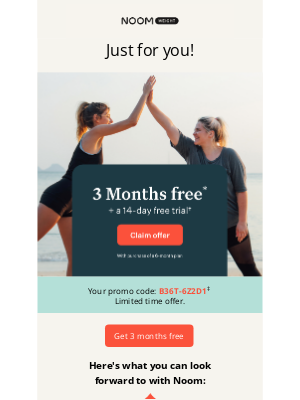 Noom - Ends soon: Get 3 months free with promo code  B36T-6Z2D1