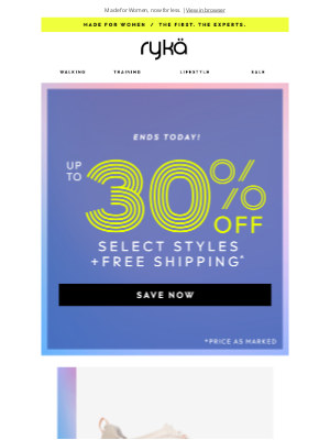 RYKA - FINAL HOURS! Up to 30% off + Free shipping