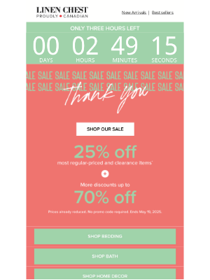 Linen Chest - Last Chance! Only a few hours left to save 25%!