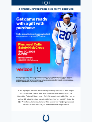 Indianapolis Colts - Get Game Ready With A Gift With Purchase