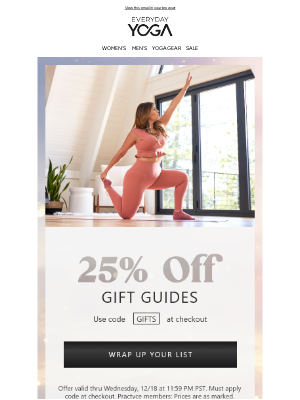 YogaOutlet - LAST DAY! 25% OFF Gift Guides 🧘