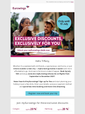 Eurowings - Only until Sunday: Join myEurowings and enjoy exclusive travel perks 🎉