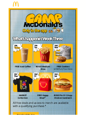 McDonald's - Camp McDonald’s Week 3, don’t miss out 😃🎤