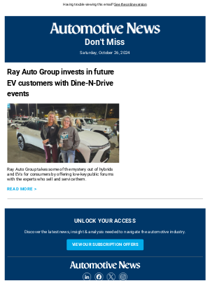 Automotive News - Ray Auto Group invests in future EV customers with Dine-N-Drive events