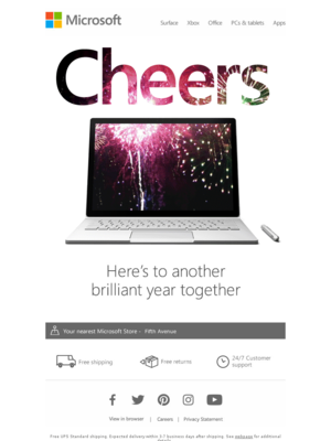 Happy New Year Email example from Microsoft