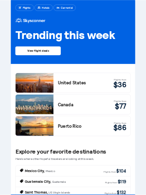 Skyscanner  - Flights from $33