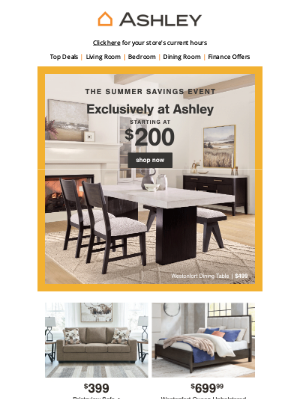 Ashley Furniture Industries - Last Chance: Ashley Exclusives From $200 End Soon! ⏰