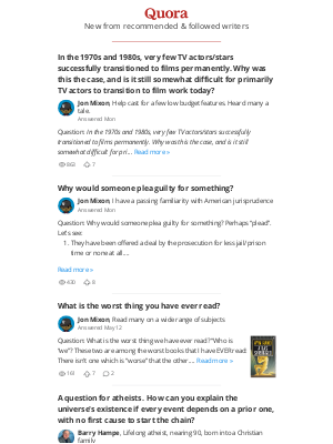 Quora - Updates from Jon Mixon, Barry Hampe, ...