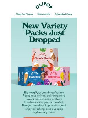 OLIPOP - New Variety Packs just landed! 🍓🍒📦