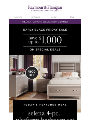 Raymour & Flanigan Furniture - Don't snooze on this: $800 off today's featured deal!