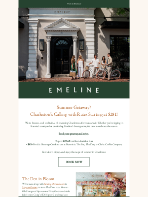 Emeline - Sun, Sip, and Save in Charleston with up to 20% off!