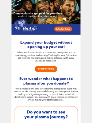 BioLife Plasma - Get extra funds and cut back on sharing your ride! 💵
