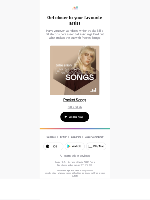 Deezer - Pocket Songs by Billie Eilish!