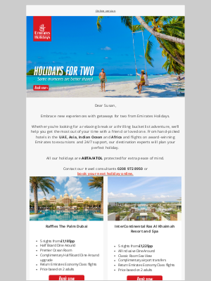 Emirates Holidays (United Kingdom) - Don’t miss our curated holiday offers for two