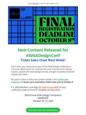 AIGA - One Week Left for #AIGADesignConf Tickets!