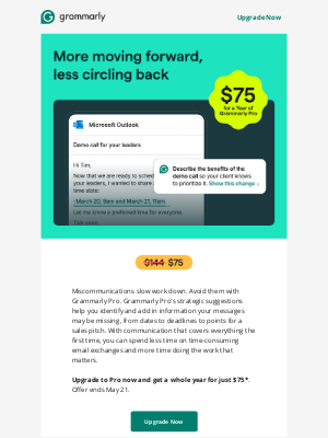 Grammarly - Tired of back-and-forths? Go Pro for $75.