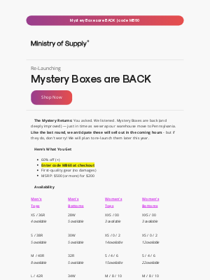 Ministry of Supply - 60% OFF In Finite Quantities 🎁🪄