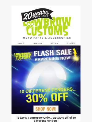 Lowbrow Customs - 30% Off 10 Different Fenders ⚡ Yep, it's a Lowbrow Flash Sale!