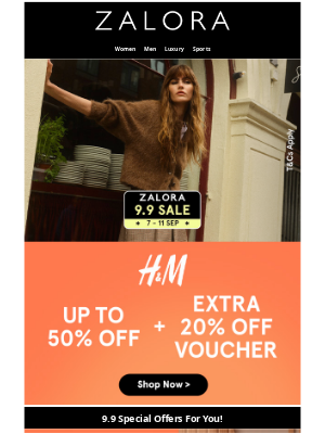 ZALORA Mayalsia - H&M Kicks Off 9.9! Stack Your Extra 20% Off 🤩