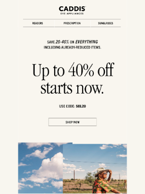 Caddis - 20-40% off everything starts now